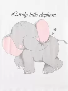 Cartoon Graphic Bow Front Pyjama Set - Black and White - View 5