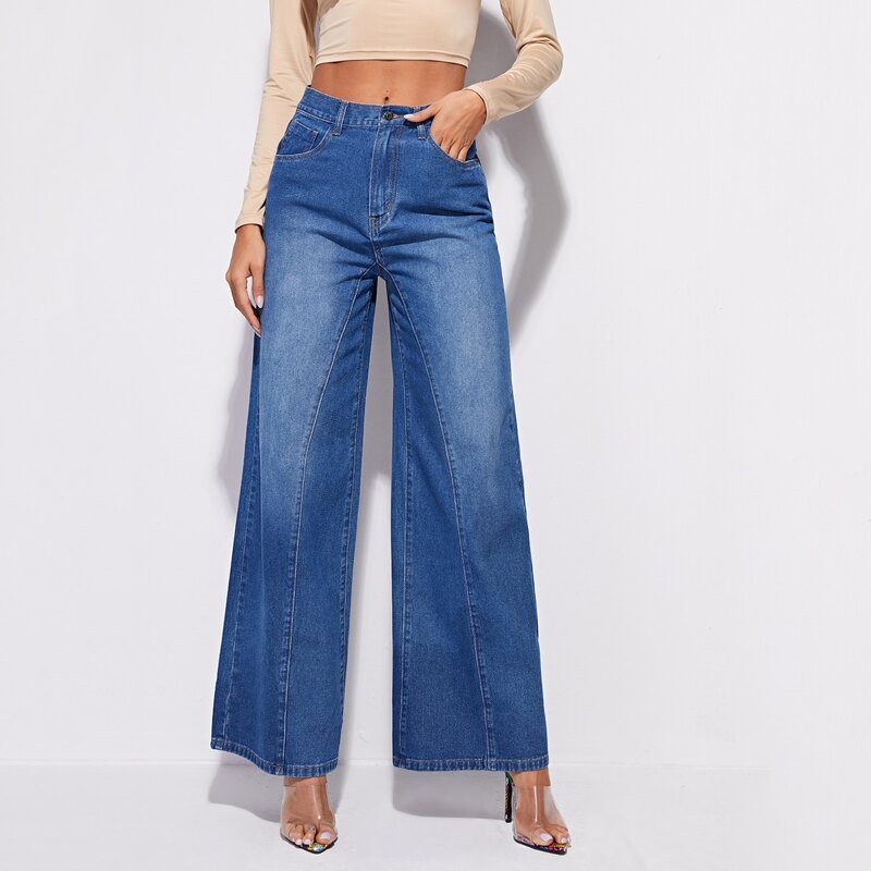 High Waist Wide Leg Jeans, Medium wash