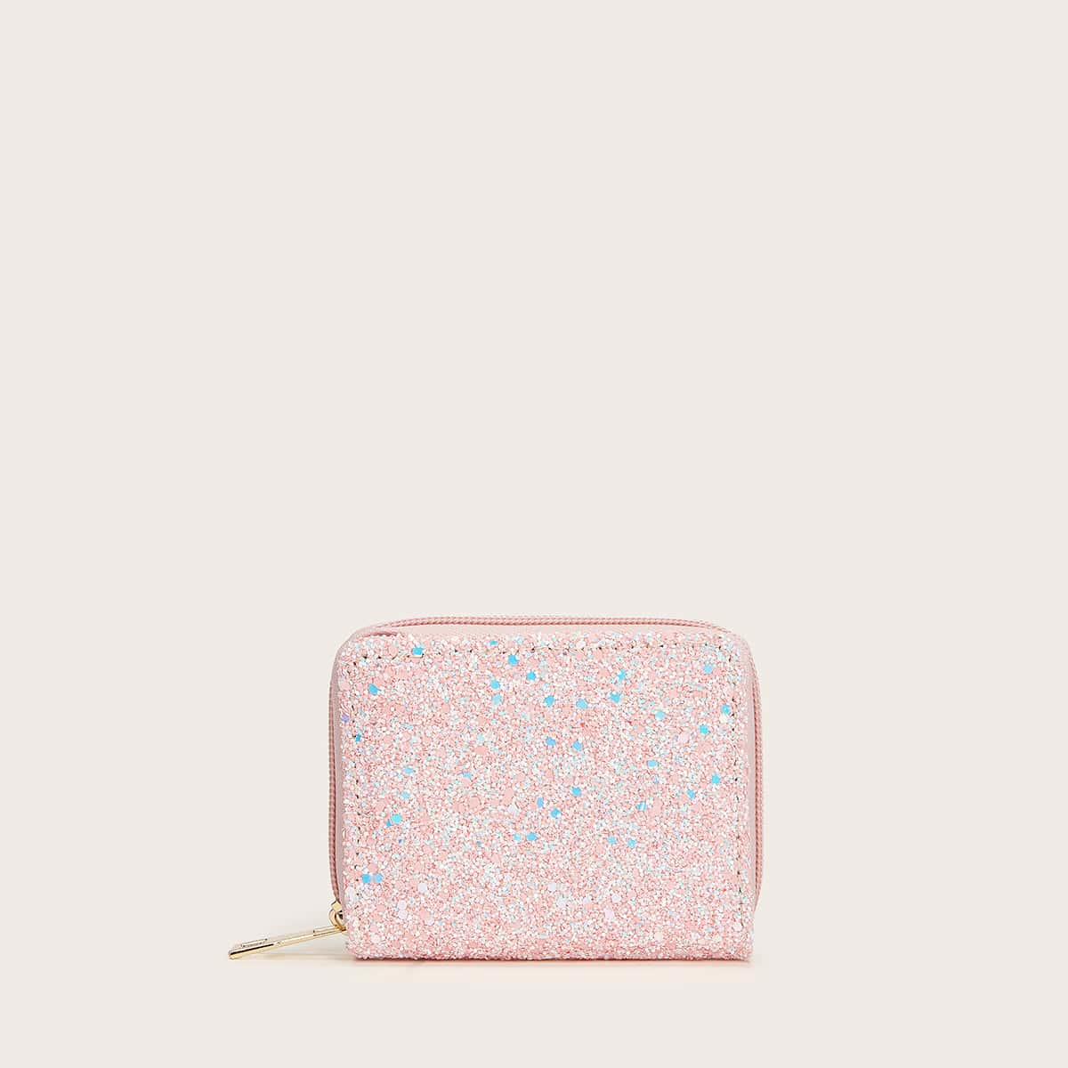 

Glitter Zip Around Purse, Pink