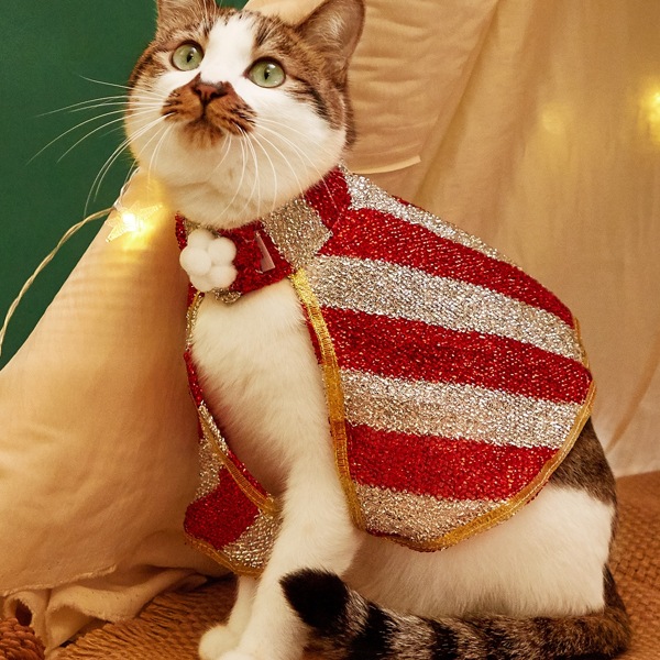 

Кошачий рождественский плащ в полоску, Многоцветный
