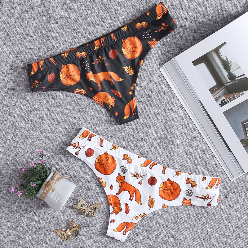 

2pack Fox Print Panty Set, Multicolor