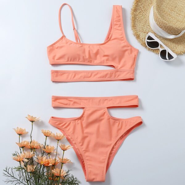 

Cut Out High Waisted Bikini Swimsuit, Pink