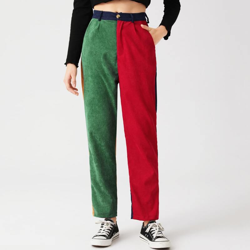

Colorblock Corduroy Pants, Multicolor