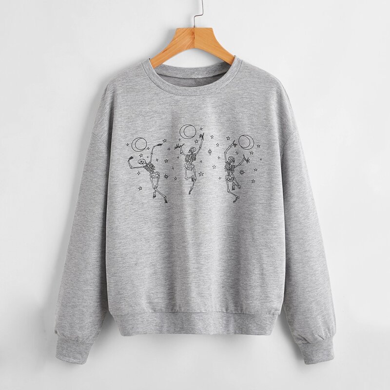 

Galaxy & Skull Graphic Sweatshirt, Light grey