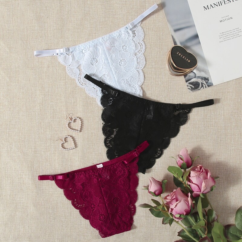 

3pack Floral Lace Thong Set, Multicolor