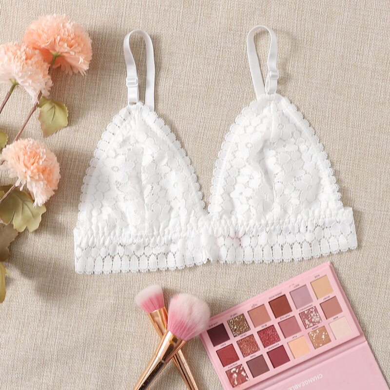 

Floral Lace Bralette, White
