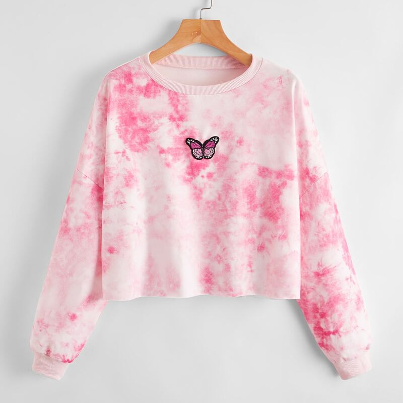 

Butterfly & Tie Dye Oversized Sweatshirt, Pink