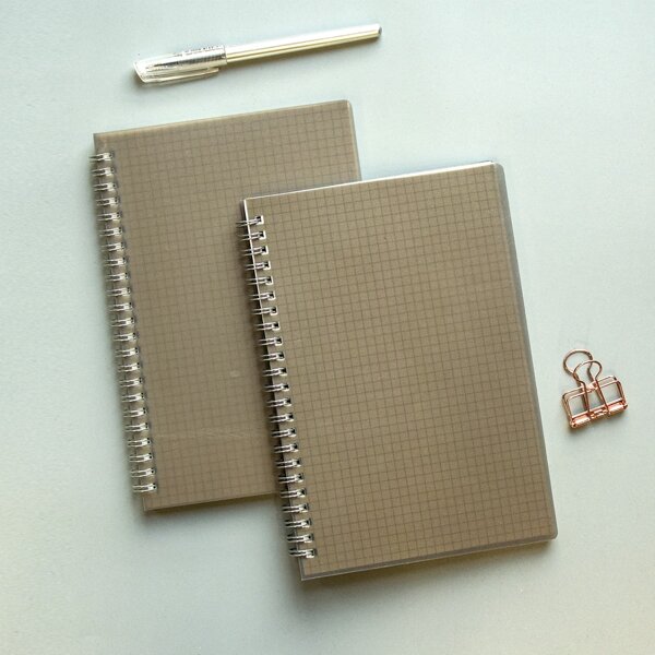 

1pc Spiral Grid Notebook, Grey