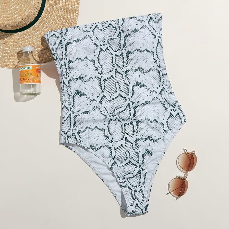 

Snakeskin Bandeau One Piece Swimsuit, Multicolor