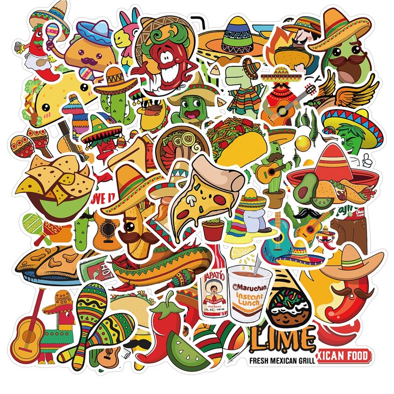 

50pcs Cartoon Food Sticker, Multicolor