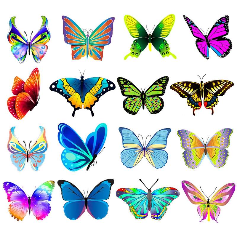 

50pcs Holographic Butterfly Sticker, Multicolor