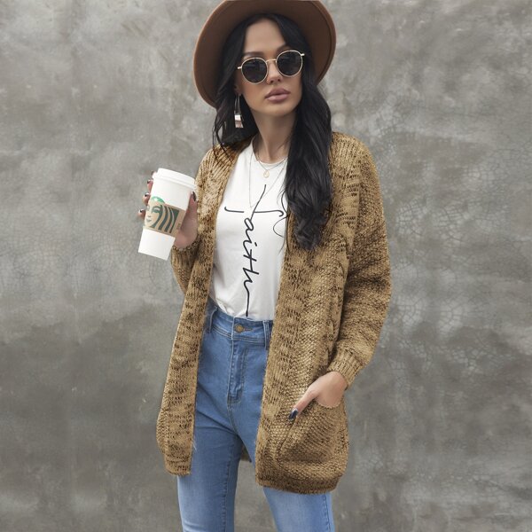 

Open Front Dual Pocket Cardigan, Camel