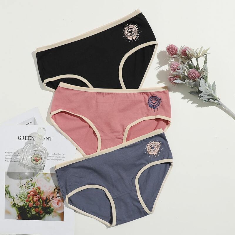 

3pack Contrast Binding Panty Set, Multicolor