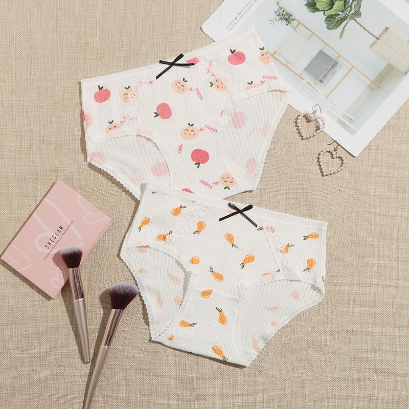 

2pack Fruit Print Panty Set, Multicolor