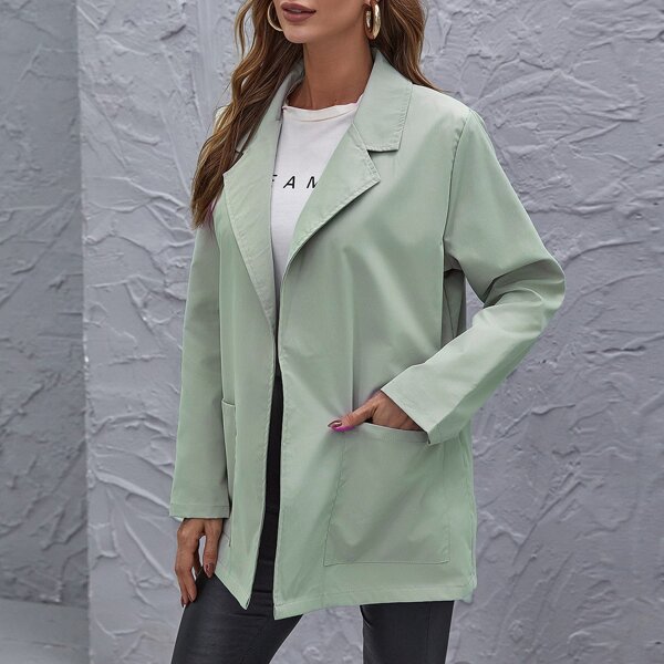 

Pocket Front Solid Blazer, Pastel mint green