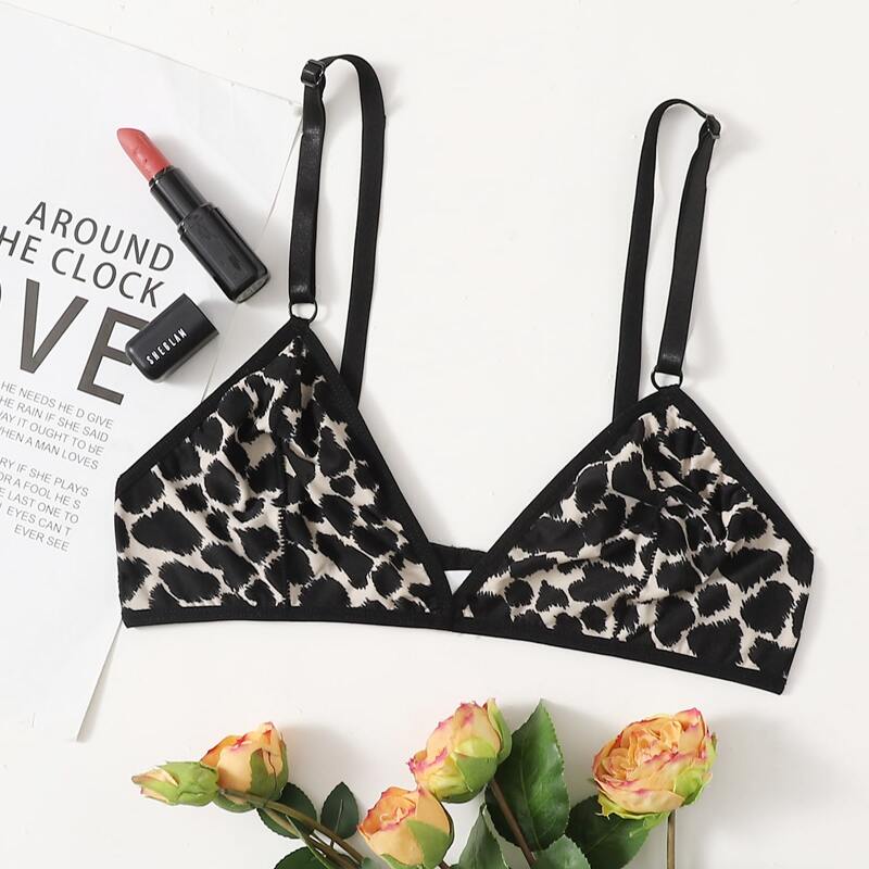 

Leopard Triangle Bralette, Multicolor