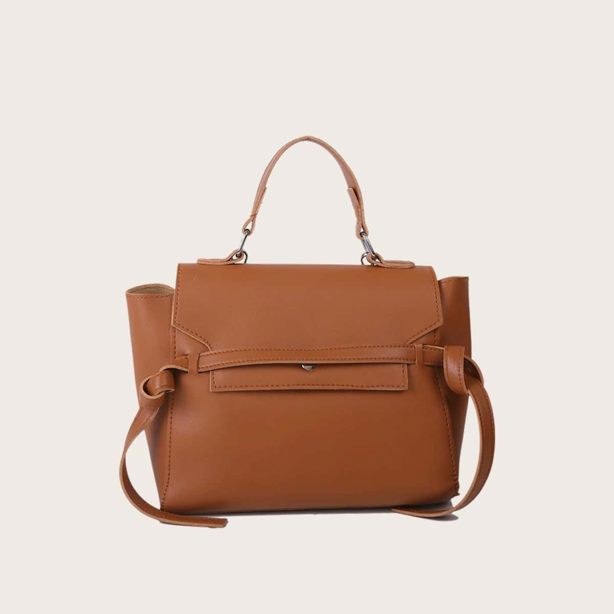 

Large Capacity Flap Satchel Bag, Brown
