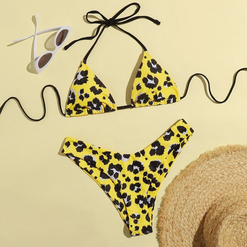 

Allover Print High Cut Bikini Swimsuit, Multicolor
