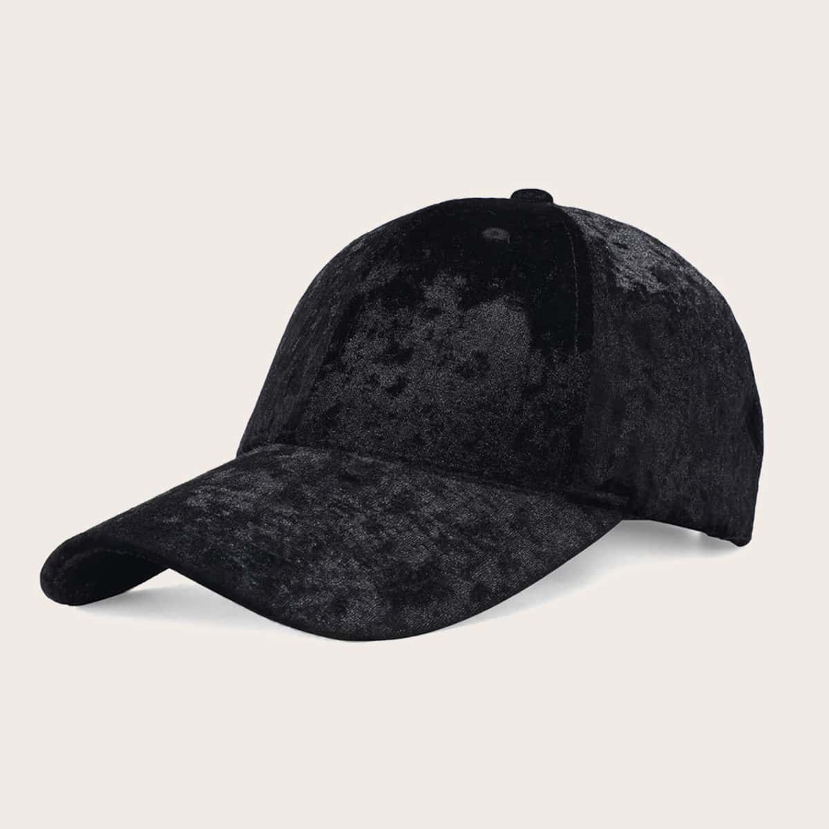 

Plain Velvet Baseball Cap, Black
