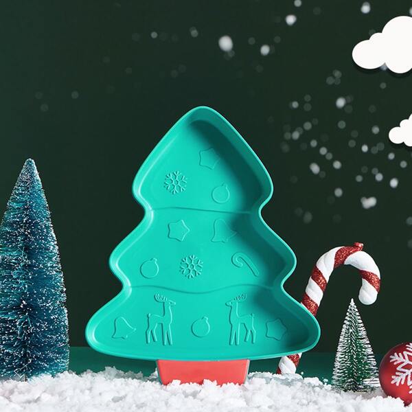 

1pc Christmas Tree Design Plate, Green