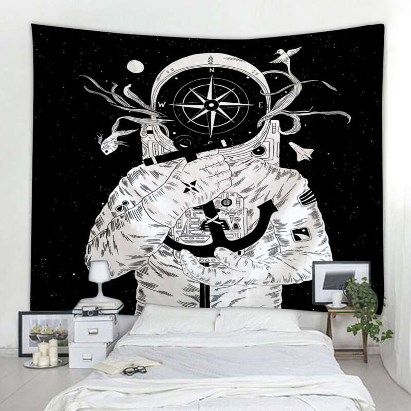 

Astronaut Print Tapestry, Black and white