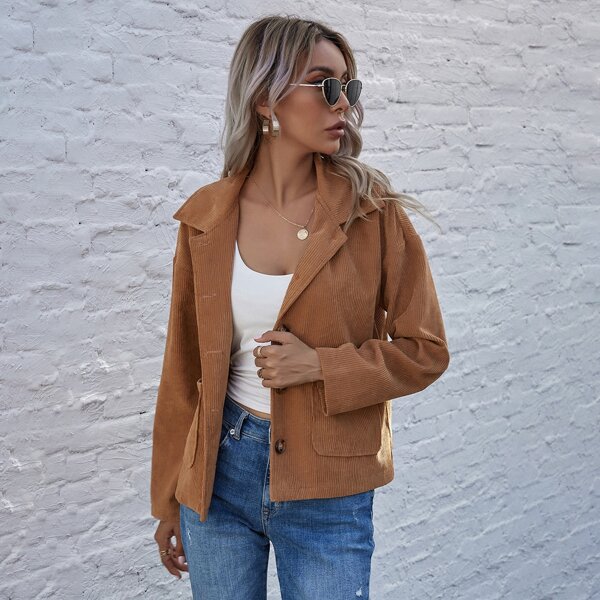 

Corduroy Dual Pocket Coat, Brown