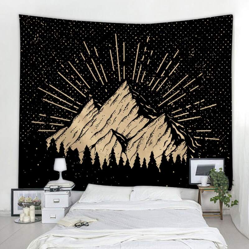 

Forest & Mountain Print Tapestry, Black