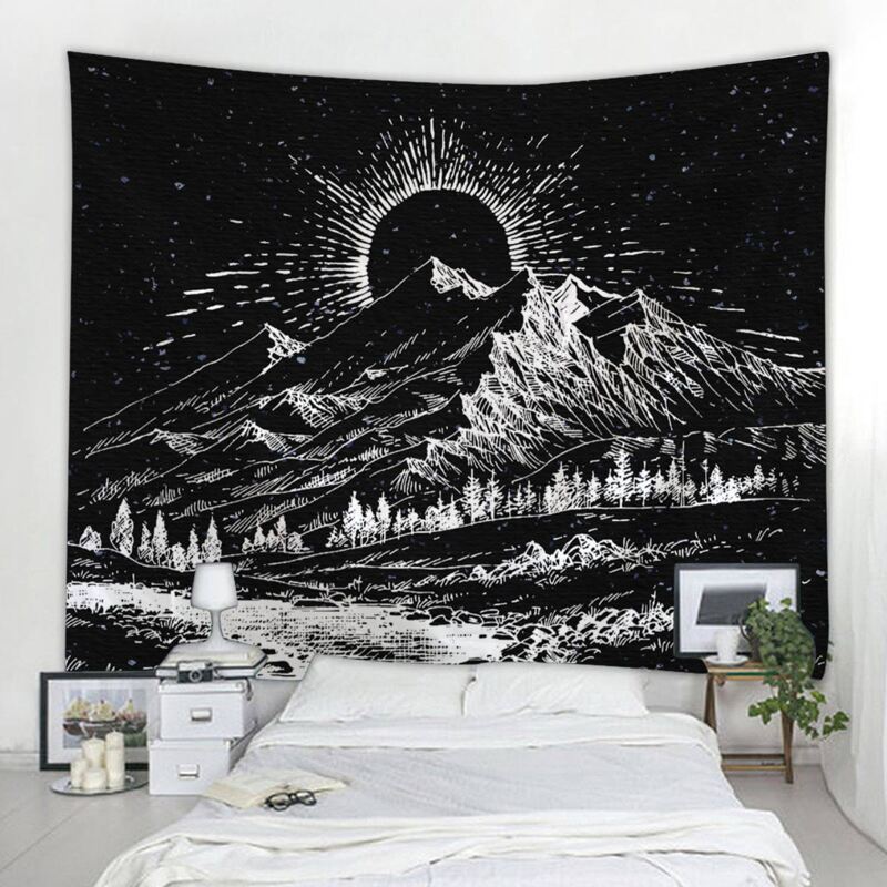 

Forest & Mountain Print Tapestry, Black