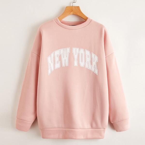 

Letter Graphic Drop Shoulder Sweatshirt, Baby pink