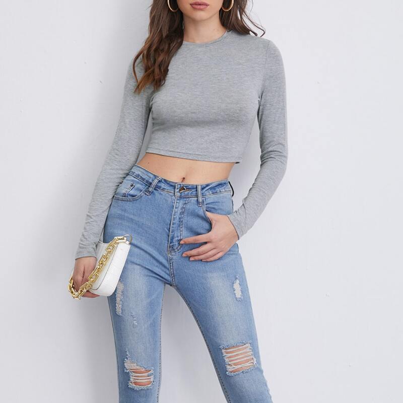

Heather Gray Crop Top, Light grey
