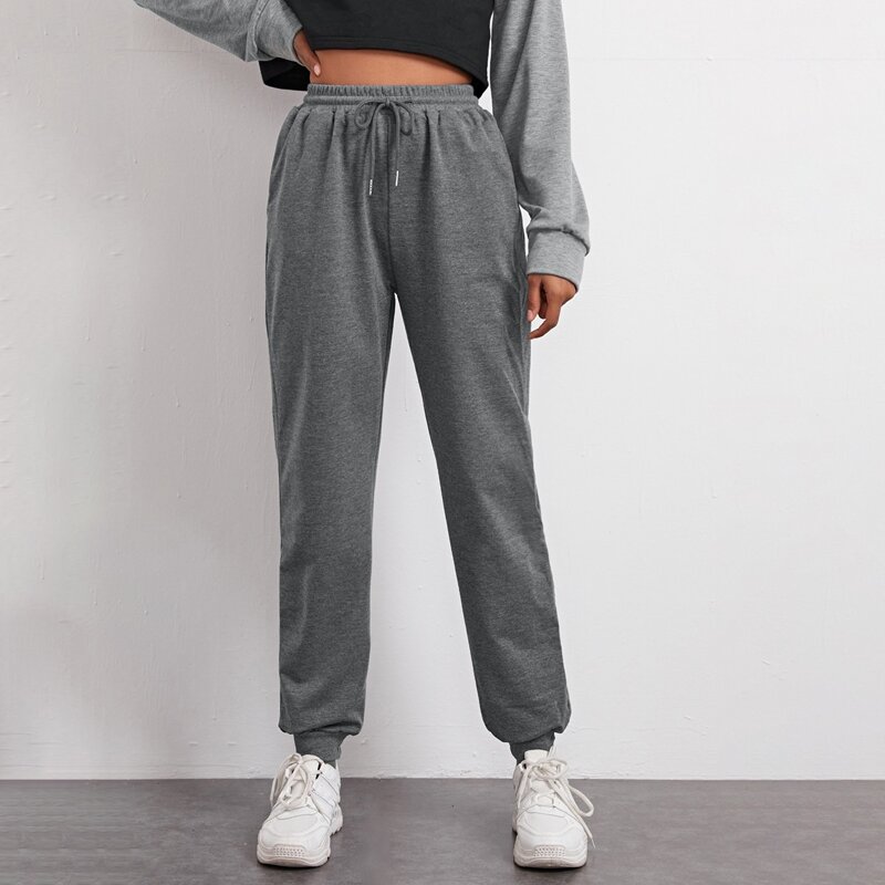 

Drawstring Waist Solid Sweatpants, Dark grey