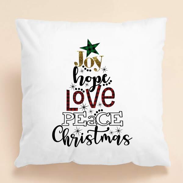 

Letter Graphic Cushion Cover Without Filler, White