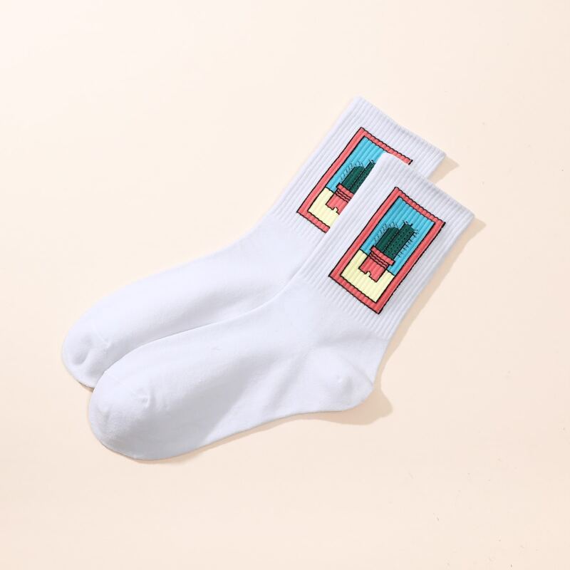 

Cactus Crew Socks, White