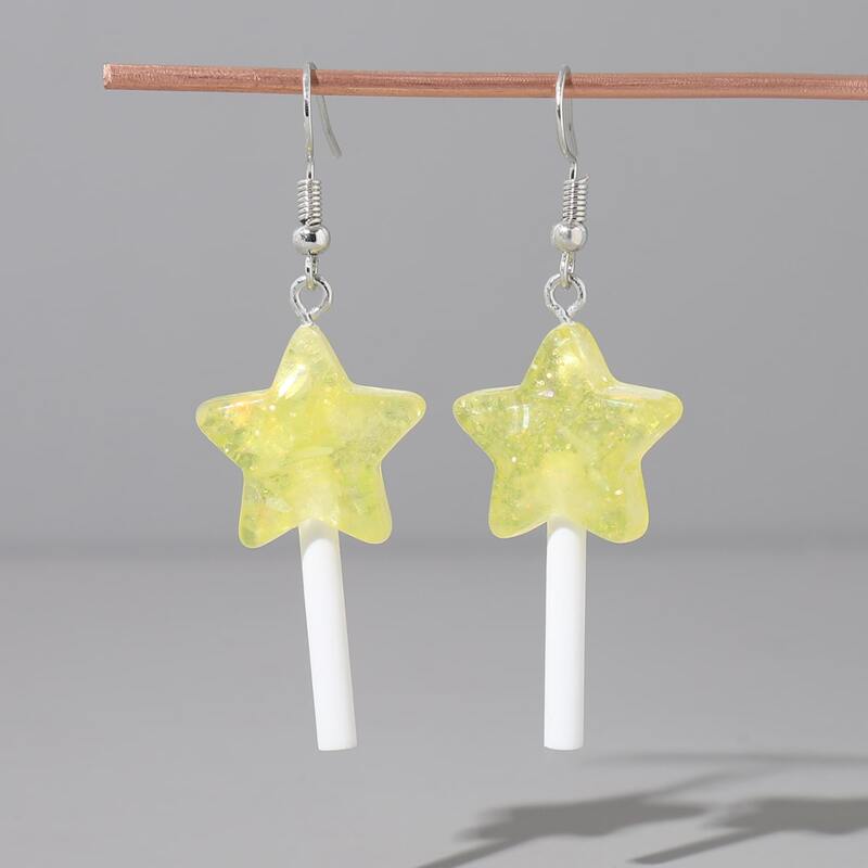 

Star Shaped Lollipop Drop Earrings, Yellow