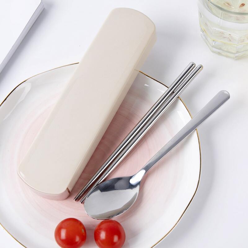 

1pc Portable Cutlery Set & 1pc Storage Box, Silver
