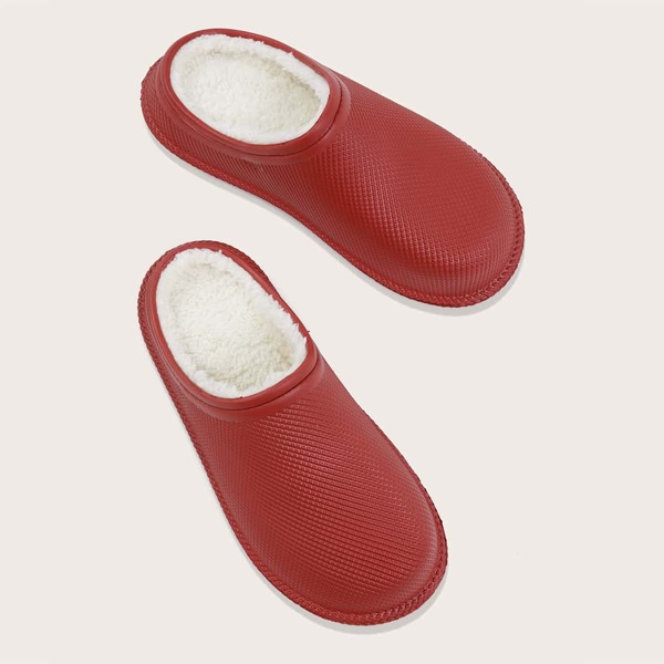 

Round Toe Waterproof Warm Slippers, Red
