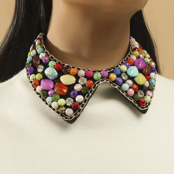 

Resin Bead Decor Collar Design Necklace, Multicolor