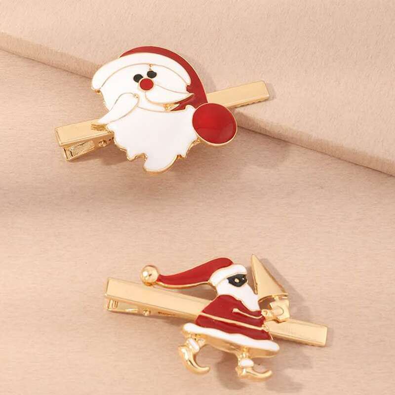 

2pcs Christmas Santa Claus Hair Clip, Multicolor