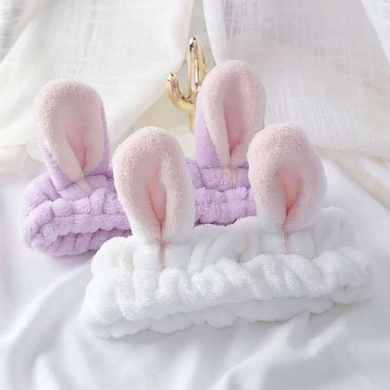 

1pc Bunny Ear Design Bath Headband, Multicolor