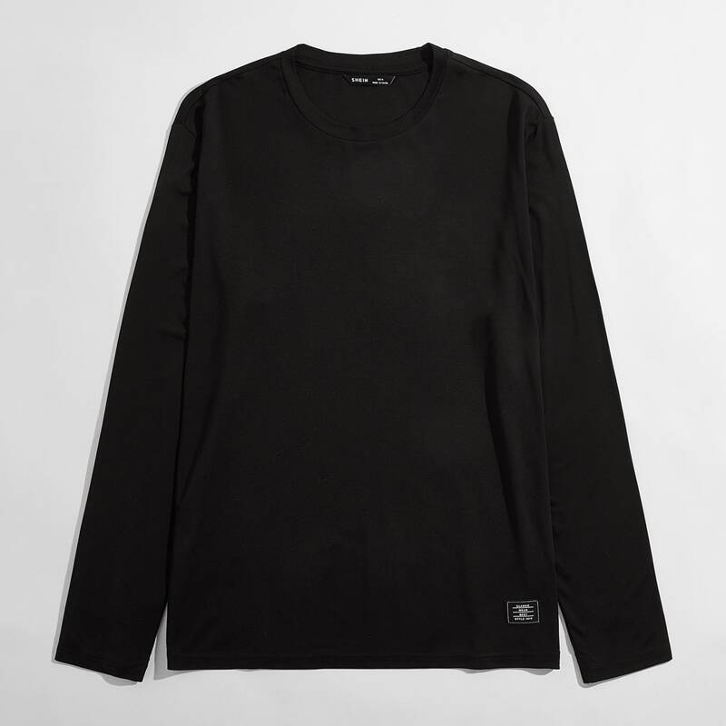 

Men Patched Detail Top, Black