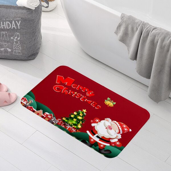 

Christmas Cartoon Graphic Floor Mat, Red