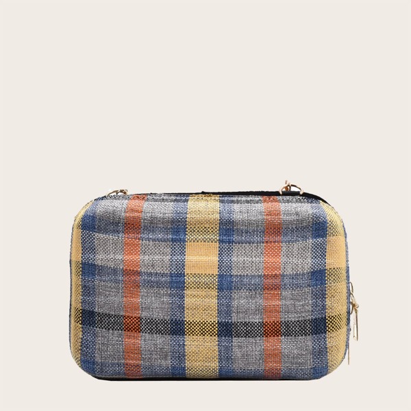

Girls Plaid Chain Crossbody Bag, Yellow