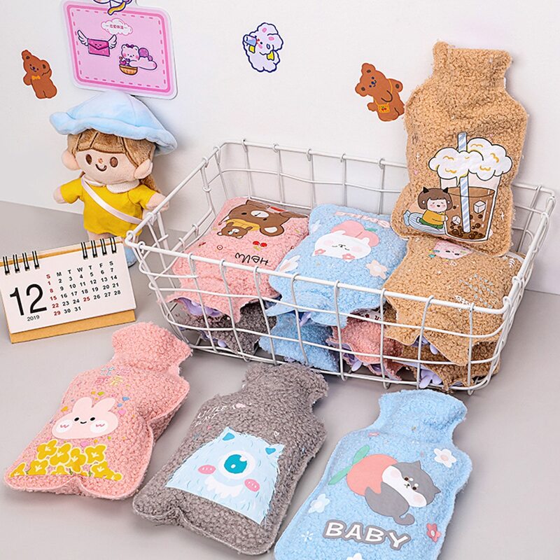 

1pc Random Hot Water Bottle With Teddy Cover, Multicolor