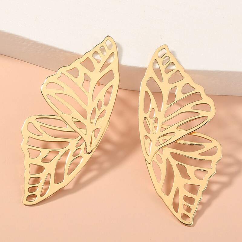 

Hollow Butterfly Drop Earrings, Gold