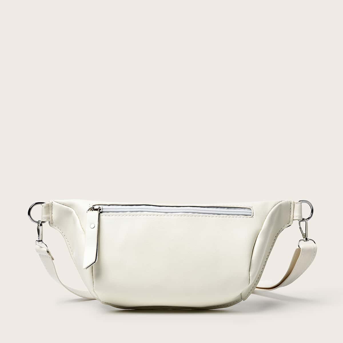 

Minimalist Zip Fanny Pack, White