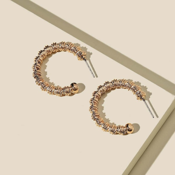 

Textured Metal Hoop Earrings, Gold
