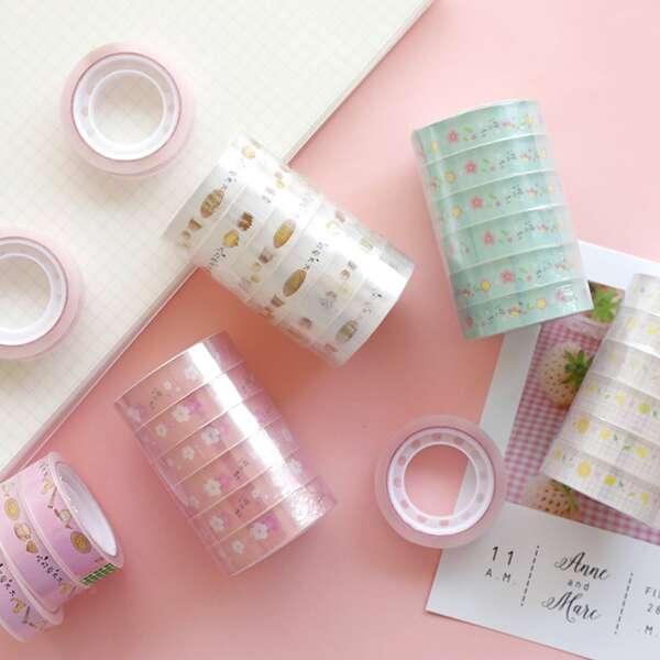 

6rolls Random Clear Tape, Multicolor