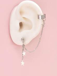 2入組星星吊墜耳環 - 銀色 - 查看 4