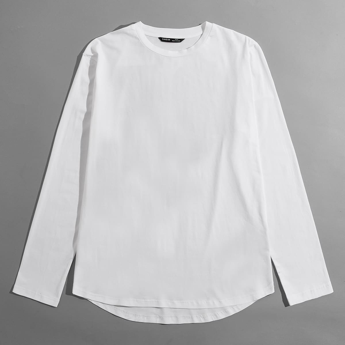 

Men Curved Hem Letter and Number Print Top, White