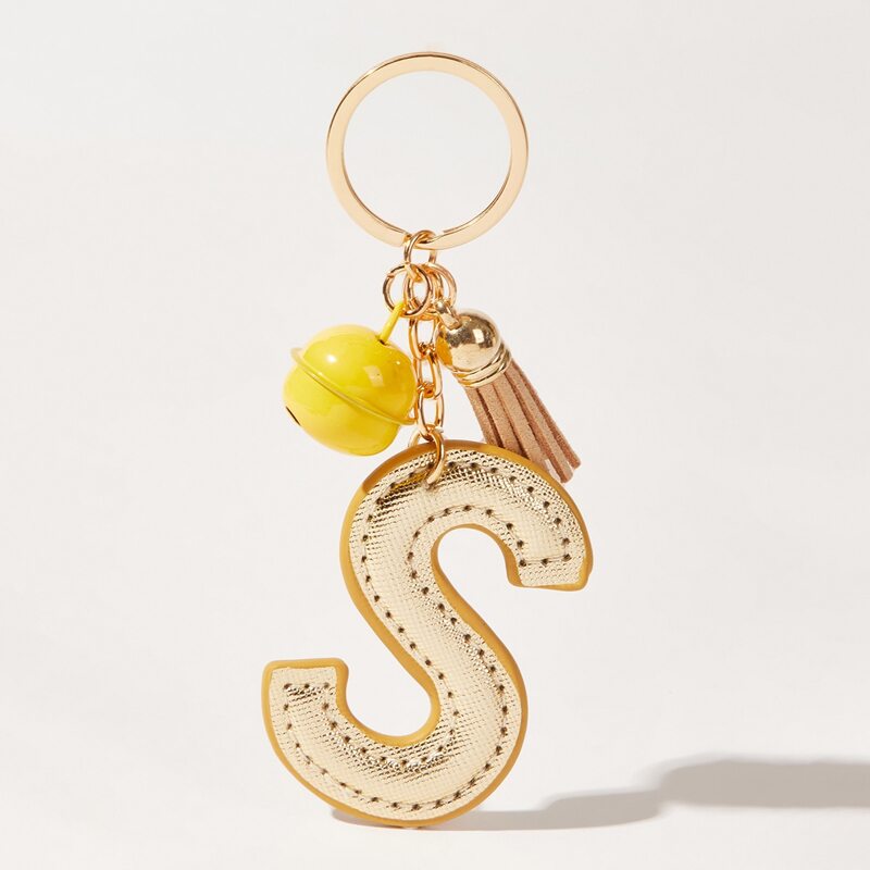 

Letter Charm Keychain, Yellow